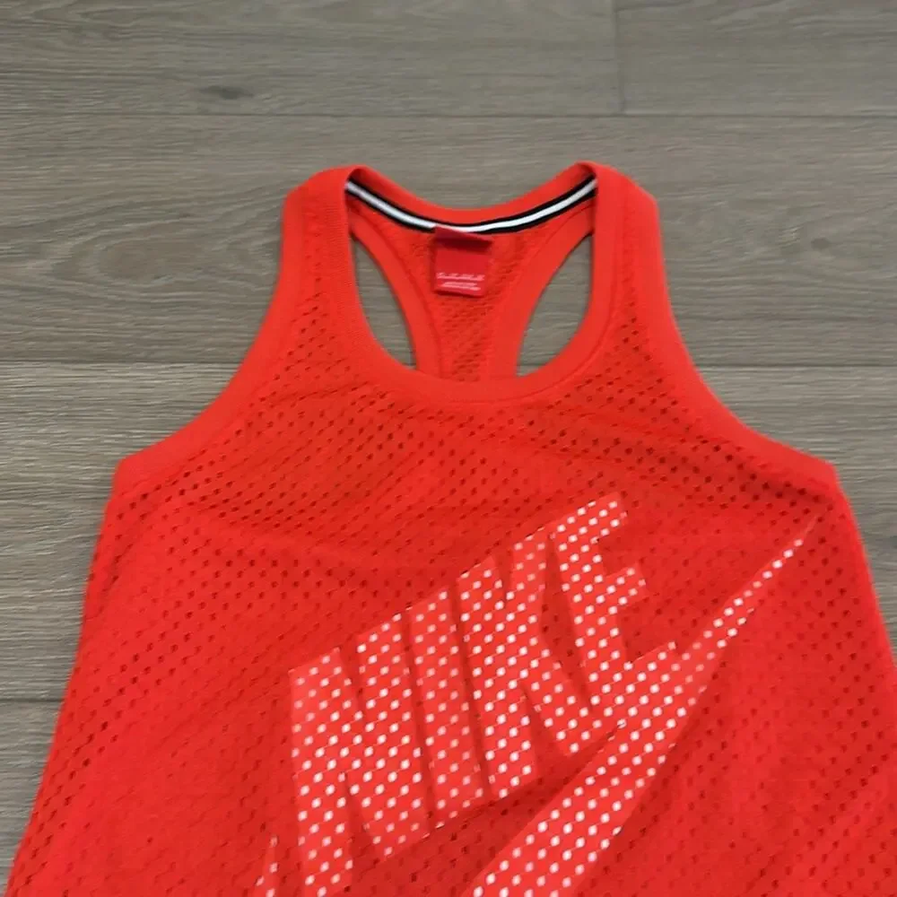 NIKE Light Crimson Red Mesh Overlay Active Gym‎ Running Workout Tank Top Size XS